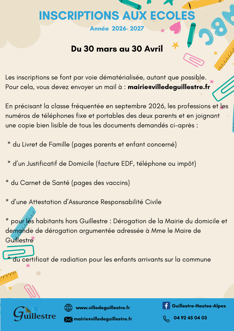 Inscriptions écoles