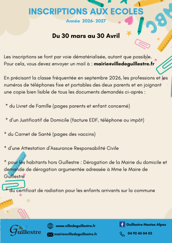 Inscriptions écoles