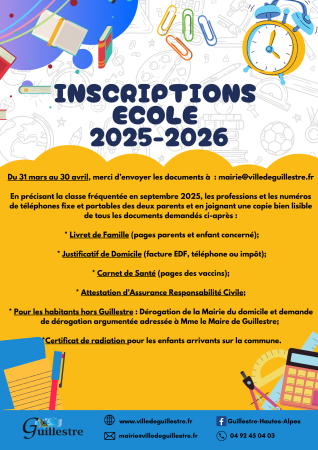 Inscriptions écoles
