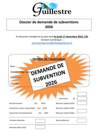 Dossier de demande de subvention