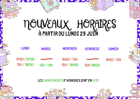 Horaires médiathèque