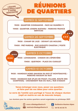 réunions de quartiers 2026